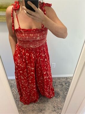 FP Red Floral Tie-Shoulder Maxi Romper